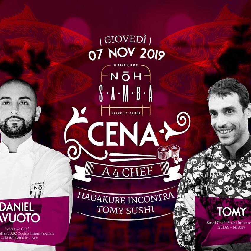 hagakure sushi fusion 7 novembre ad Hagakure NOH Samba - Cena a 4 chef